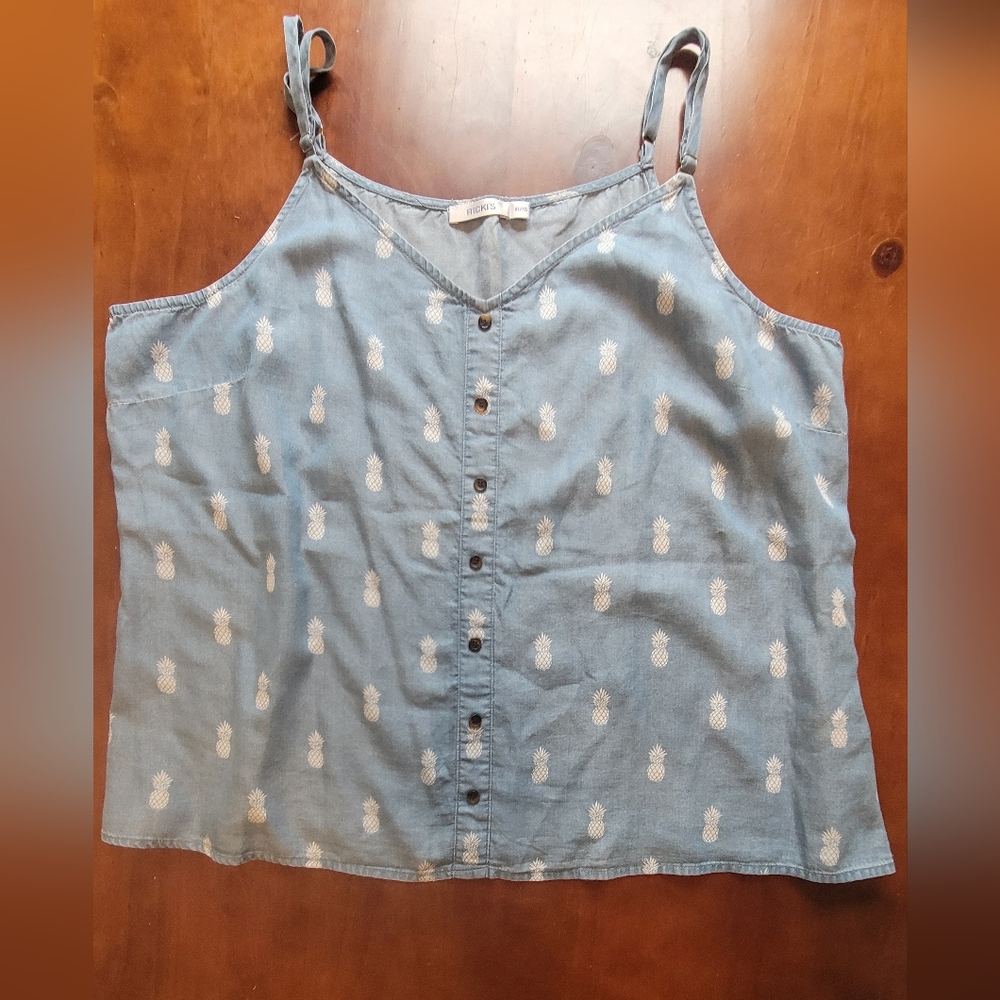 Rickis Chambray denim flowy tank top
